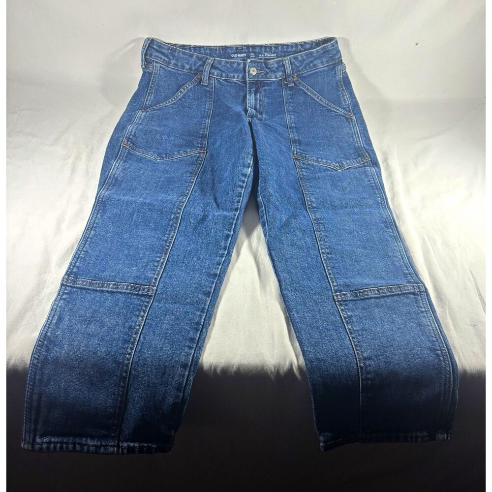 Old Navy Women’s O.G. Straight High Rise Medium Wash Stretch Jeans 12P Blue